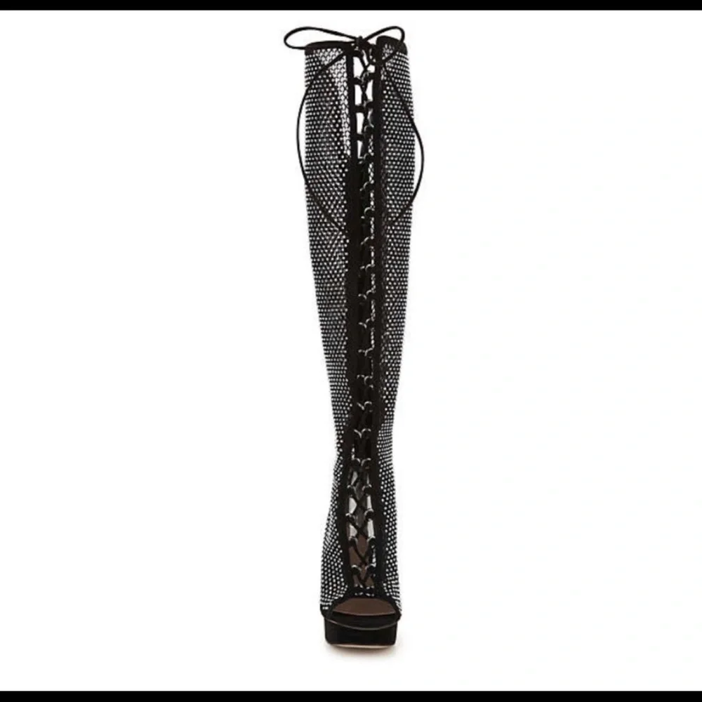 JLO OTK BOOT over the knees size stiletto peep toe 7.5 boots